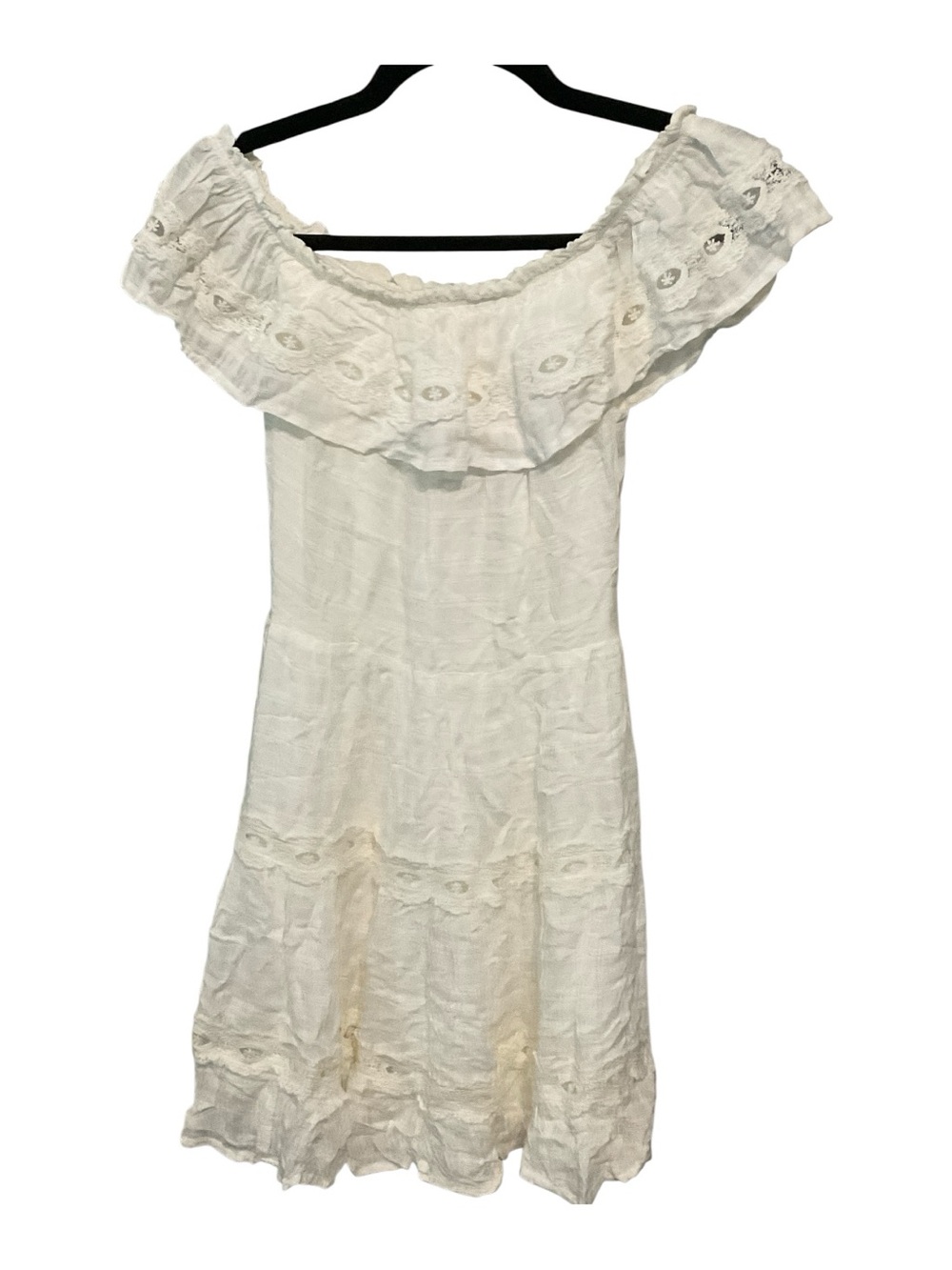 Xhilaration White Off-Shoulder Lace Trim Mini Dress A31 - Picture 2 of 7